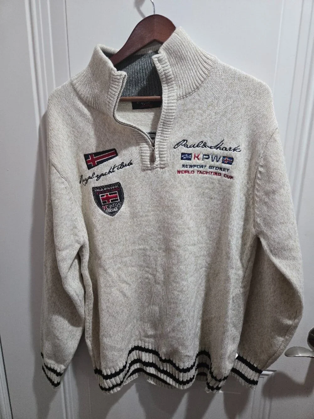 Paul & Shark Yachting KPW 1938 Heavy Knit 1/4 Zip Embroidered Sweater
